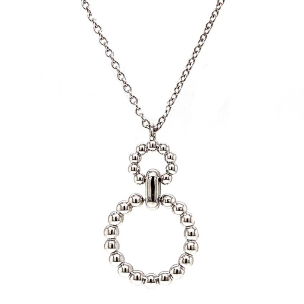 Gabriel & Co. Sterling Silver Beaded Bujukan Double Circle Necklace | NWT